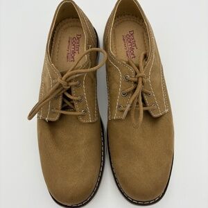 NWOB Dexter Comfort Memory Foam Burt Plain Toe Oxford Tan Suede Style Shoe